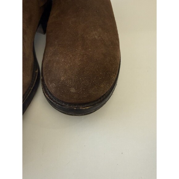 TRASK Women's Brown Suede Ankle Boots- SZ 9.5 36-01342 fold over braided detail - Picture 4 of 15